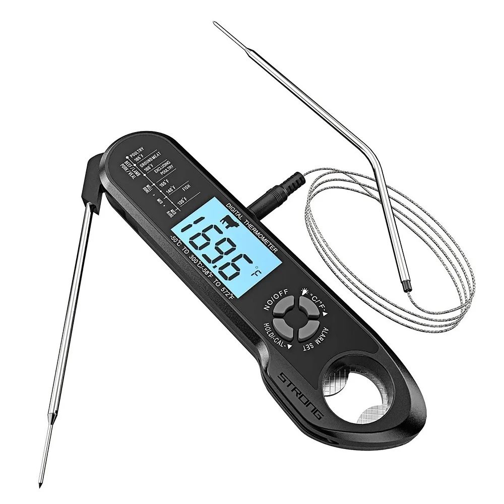 Meat Thermometer Oven Safe Thermometer Dual Probe Digital Food Thermometer with Alarm Backlight for Cooking Grilling Smoking