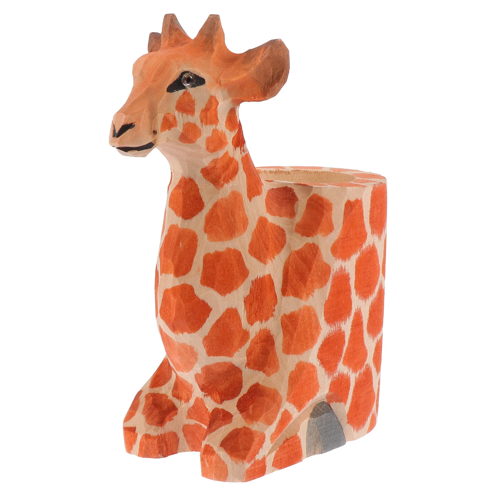 Giraffe Pen Holder Stationery Container Desk Decor Wooden Pencil Organizer Desktop Office Home Table