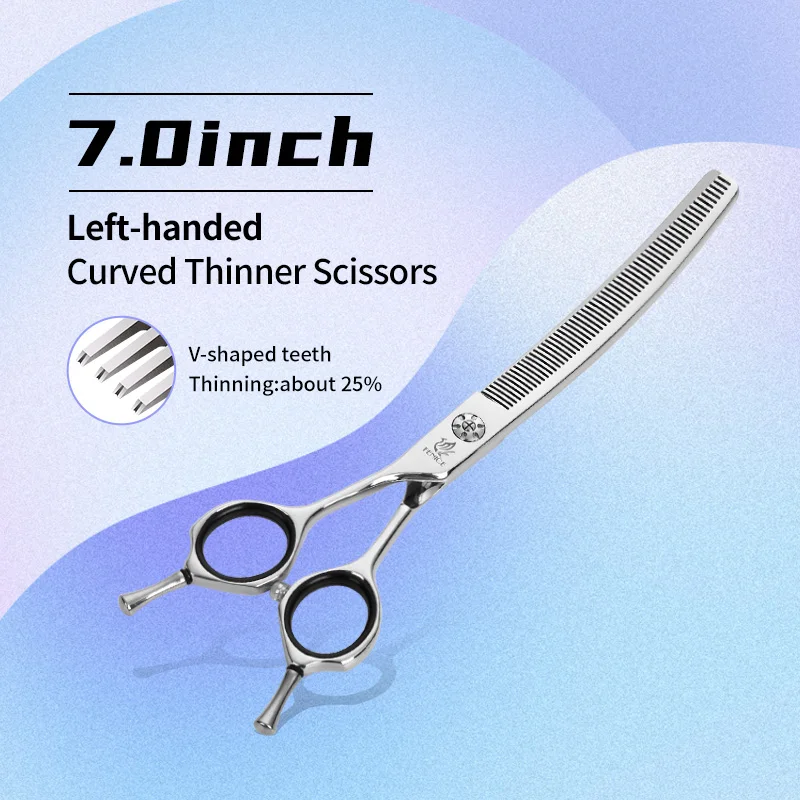 Fenice Linkshandige Professionele 7.0/7.5/8 inch JP440C Snijden Gebogen Pluizige Dunner Chunker Schaar Set Kit Hond Verzorging - afbeelding 1