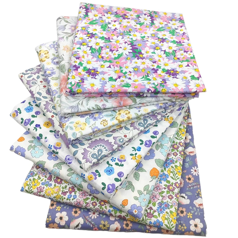 Color Painted Retro Floral Pattern Cotton Poplin Fabrics For Sewing Kid Dress Quilted Cloth Fabric DIY Handmade Patchwork Meter