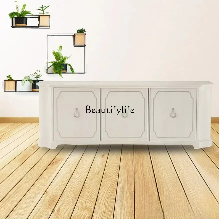 

American light luxury solid wood TV cabinet neoclassical foyer small apartment side locker