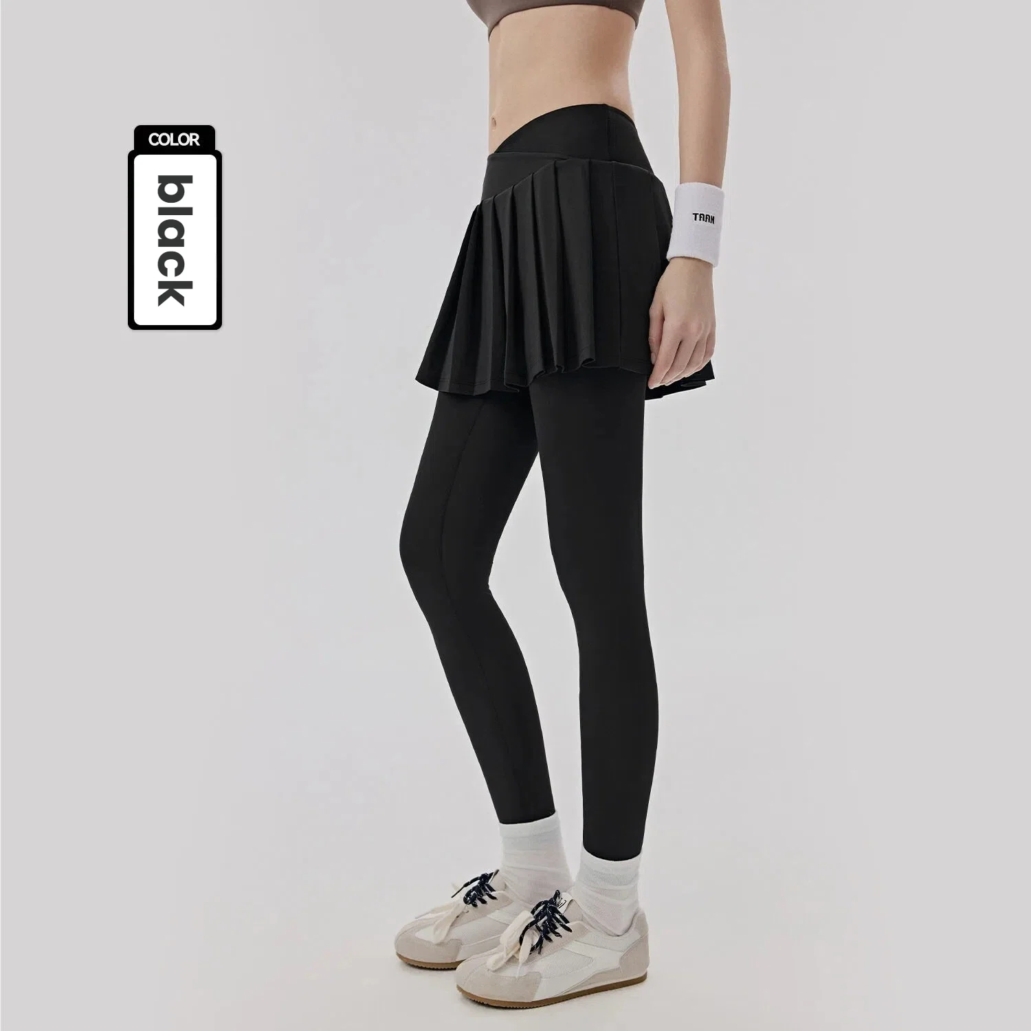 Damen Kühlende Sonnenschutz-Yogahose mit Rock, Fake-Zweiteiler, Anti-Exposure-Taschen, Pilates-Tights, Workout-Leggings für Frauen