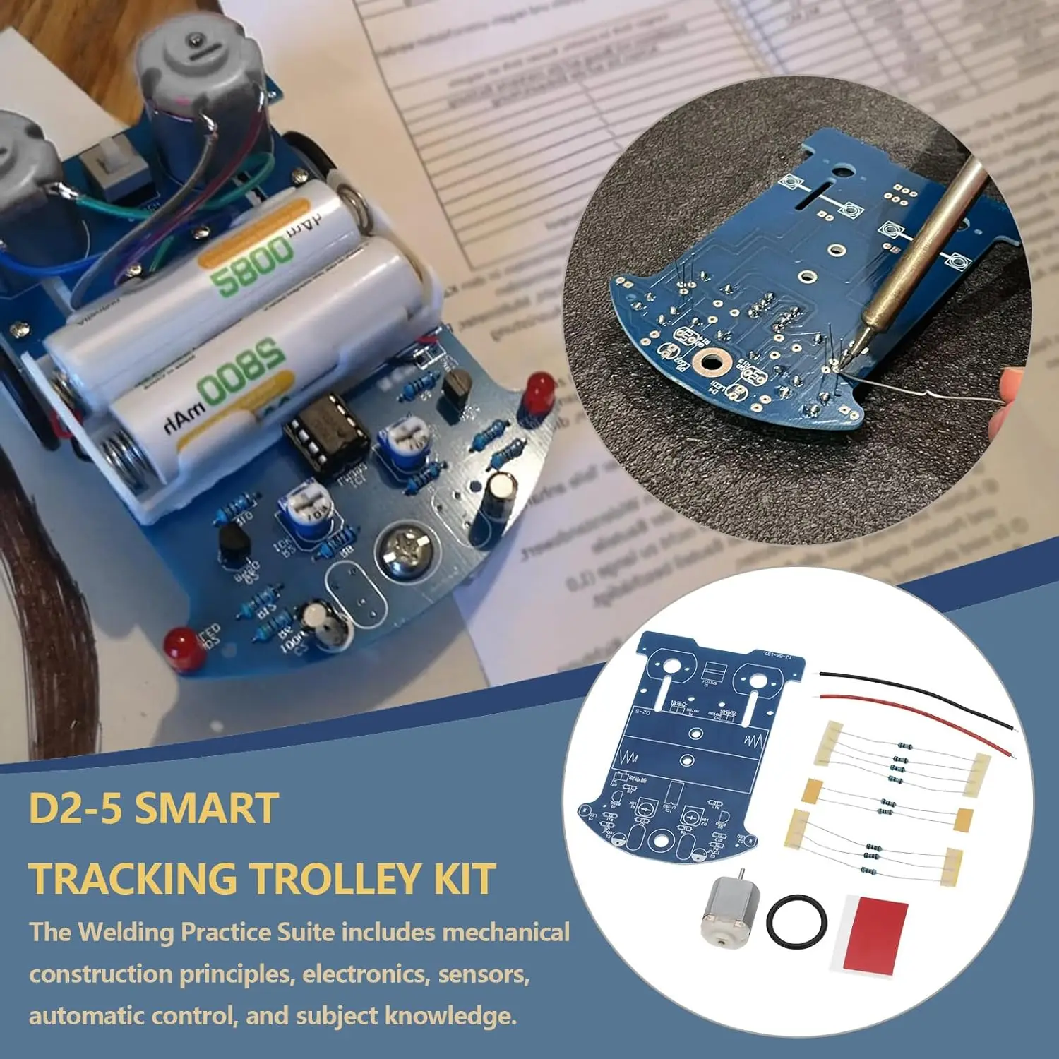 Electronic DIY Kit D2-5 Intelligent Tracking Line Car Tt Motor Assembly Smart Patrol Automobile Parts New 2025 for Arrival High