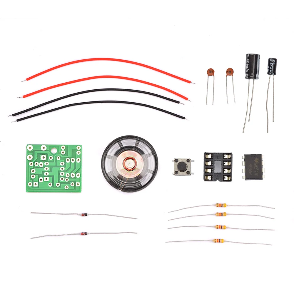 DIY Production Accessories NE555 Ding-dong Doorbell Kit NE555 Doorbell Digital Doorbell Production Kit With 8 Euro 0.25W Speaker