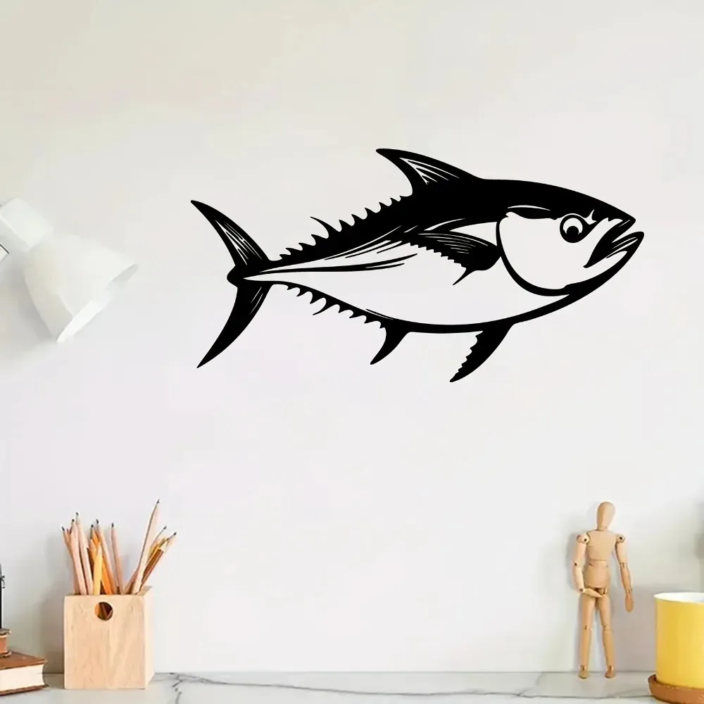 Arte Metálico de Pared con Diseño de Atún Dinámico, Decoración de Pesca Resistente a la Intemperie para Exteriores, Regalo para la Temporada de Pesca