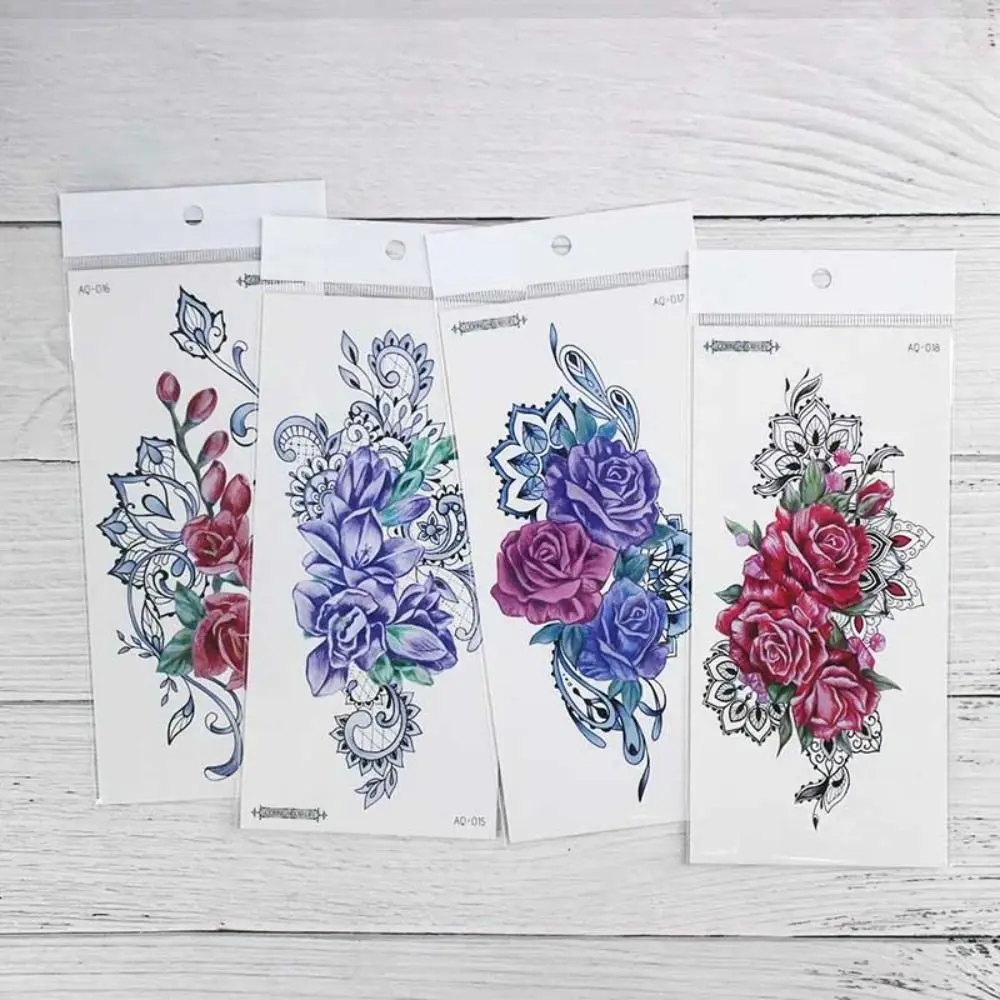 Different Styles Floral Arm Tattoo Sticker Colorful Rose Butterfly Arm Flower Sternum Tattoo Stick Waterproof