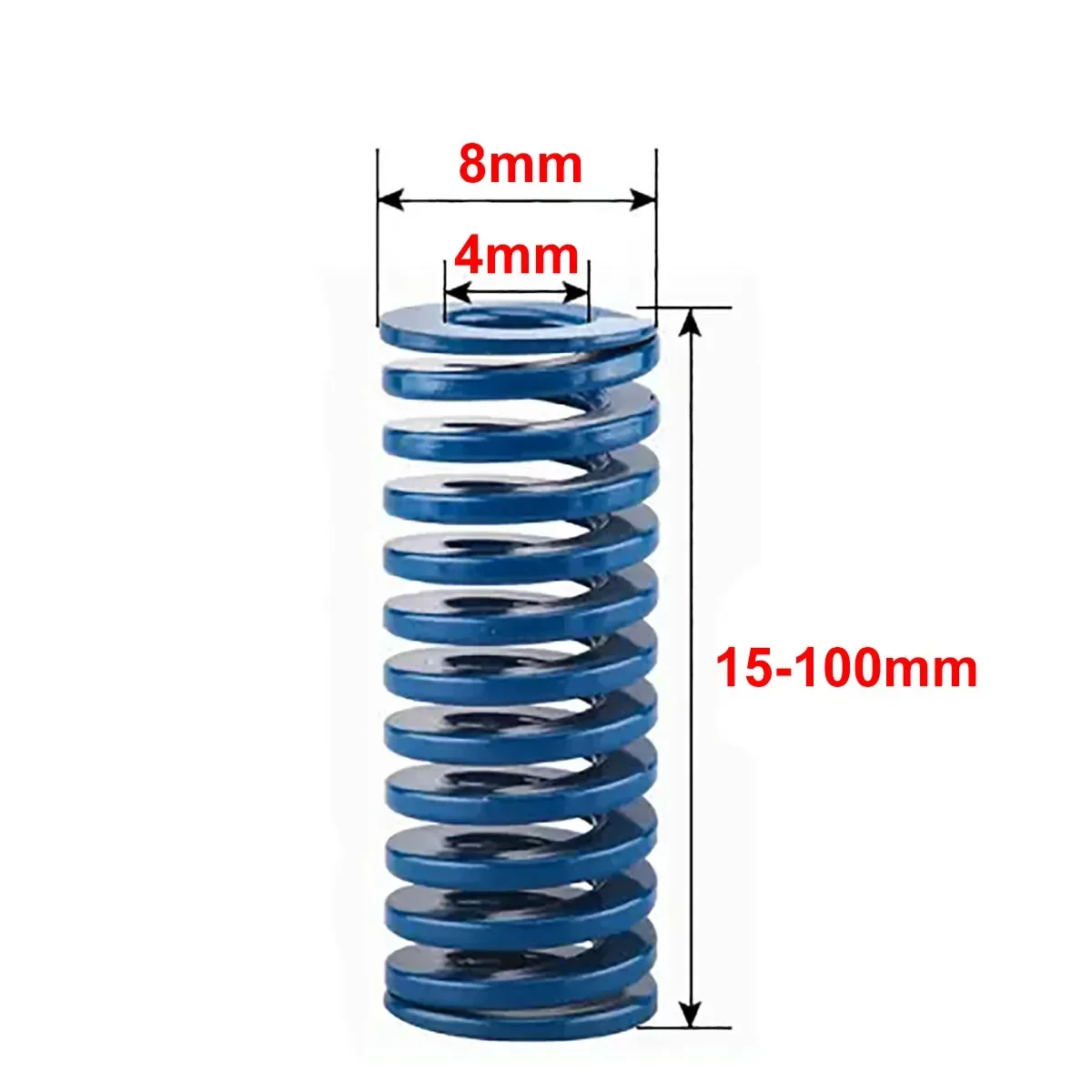 1 pz diametro esterno 8mm ID 4mm molla di compressione caricamento stampo lunghezza molla 15-100mm giallo/blu/rosso/verde/marrone