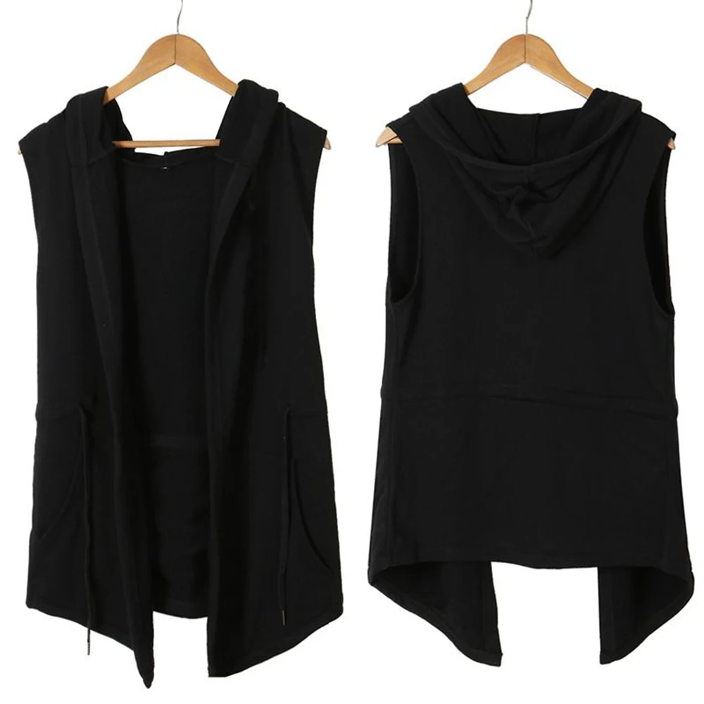 Mens Y2k Dark Plain Hooded Sweatshirt Vest Spring Streetwear Fashion Youth Trend Outdoor Versatile Cape Men'S Clothing 2026 New