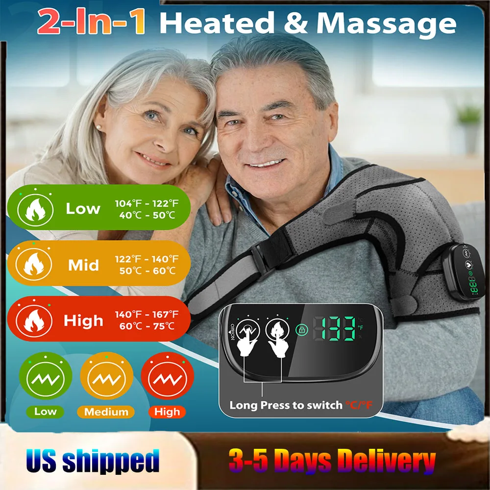 

Electric Heating Shoulder Massager Heated Back Shoulder Brace Adjustable Heating Shoulder Massage Belt for Arthritis Joint Pain