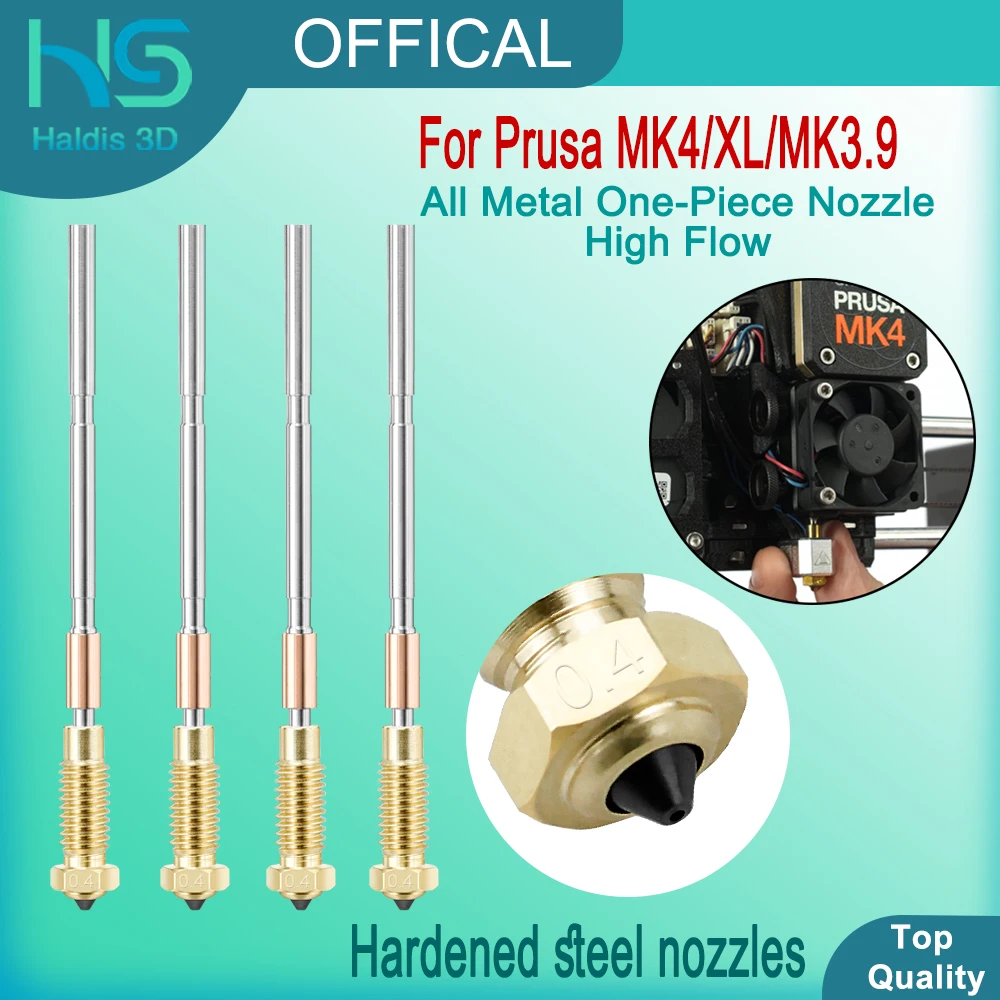 Untuk Prusa MK4/XL/MK3.9 Nozel Hotend yang Ditingkatkan Semua Logam Nozel Baja Satu Bagian yang Diperkeras Aliran Tinggi Ketahanan Aus Tinggi Tahan Lama