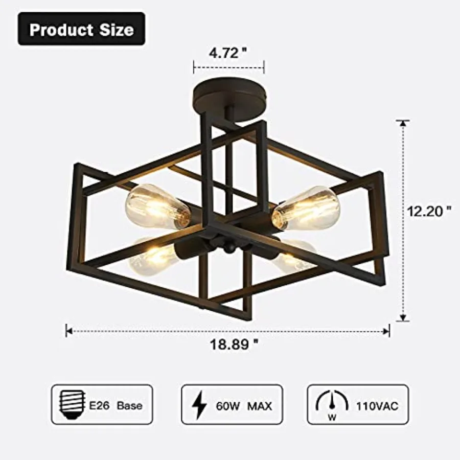 s Close to Ceiling Light Light Fixture Industrial Flush Mount Ceiling Light Chelier Lighting for Kitchen Isl Dining Room Bedroo