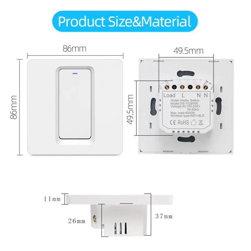 Smart Boiler Switch 20a Tuya Wifi Work With Home And Alexa Light Bulb Wall Switch Water Heater Switch Timing Tuya