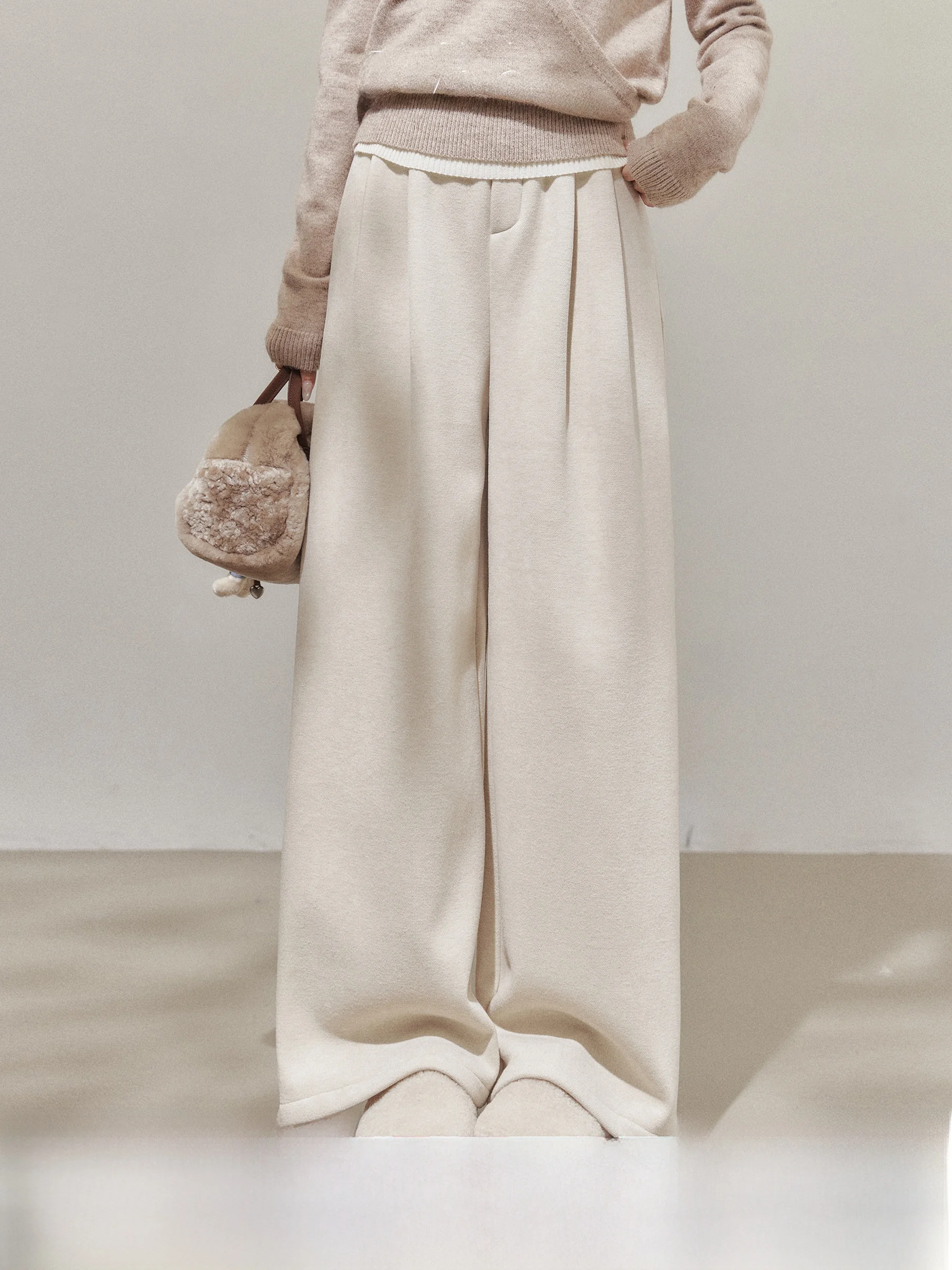 

Свободные женские повседневные брюки с высокой талией, осенне-зимние широкие брюки с эффектом похудения, удобные модные женские брюки