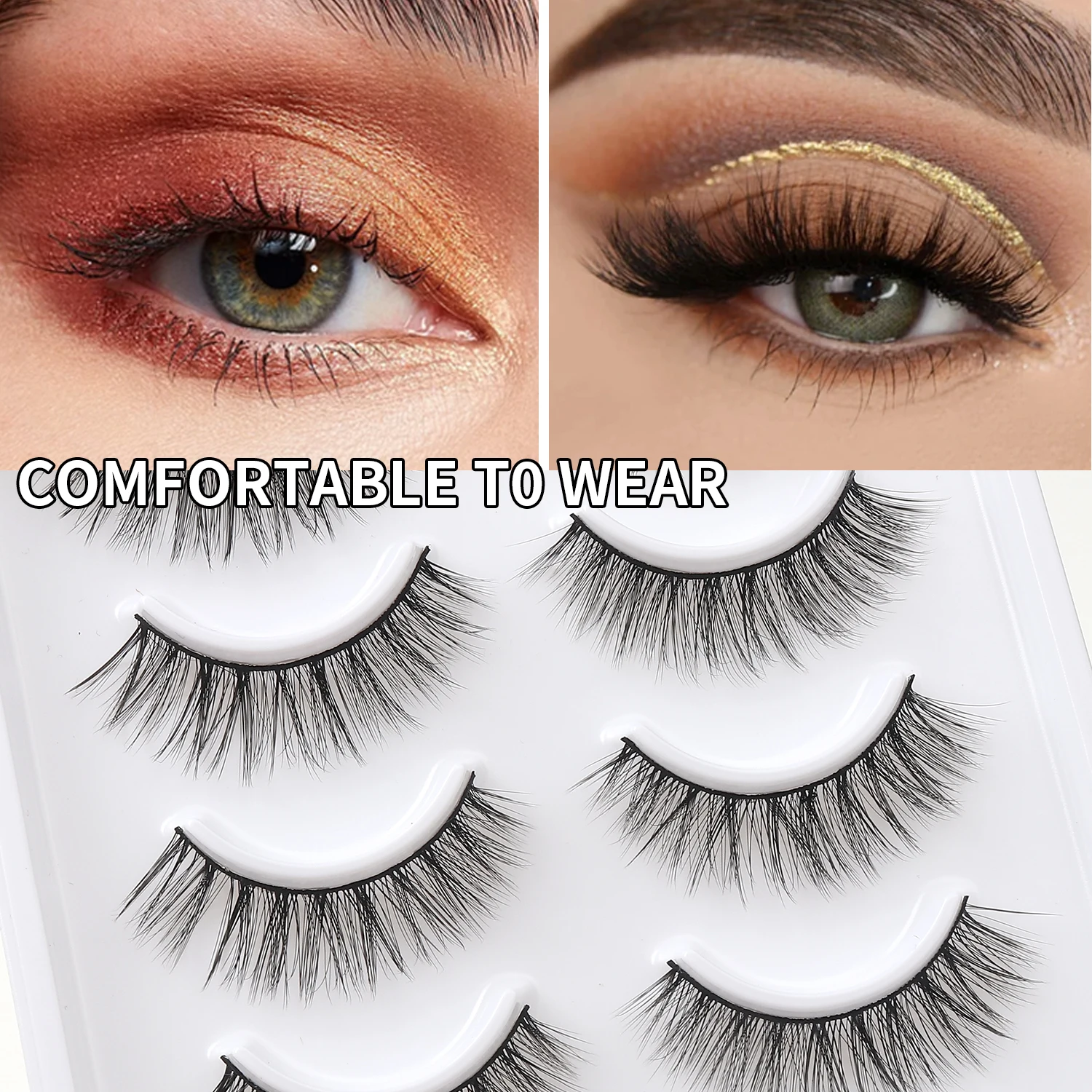 Ailaishi 10 Paar Wimpers 3d Natuurlijke Valse Wimpers Pluizige Zachte Kruis Manga Wimpers Piekerige Natuurlijke Wimper Extensie Make-Up