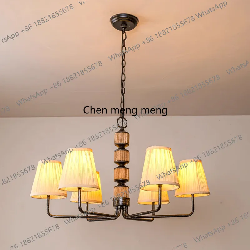 

American retro wood chandelier restaurant French medieval fabric simple creative bed and breakfast bedroom