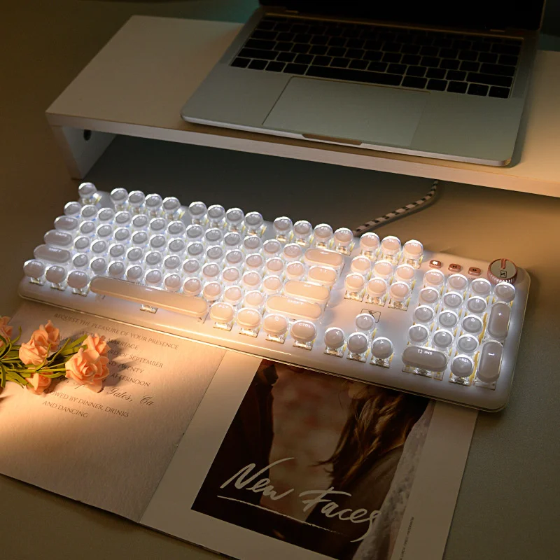 Transparent Gaming Mechanical Keyboard 104 Keys Crystal RGB Backlit Keypad USB Wired Girl Gamer Keyboard For Computer Laptop PC