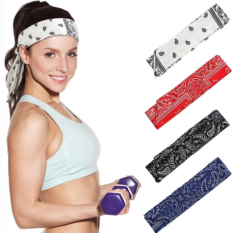 Anti sweat headband with printed cashew tennis pirate headband, sports sweat absorbing yoga headband, cotton ribbon