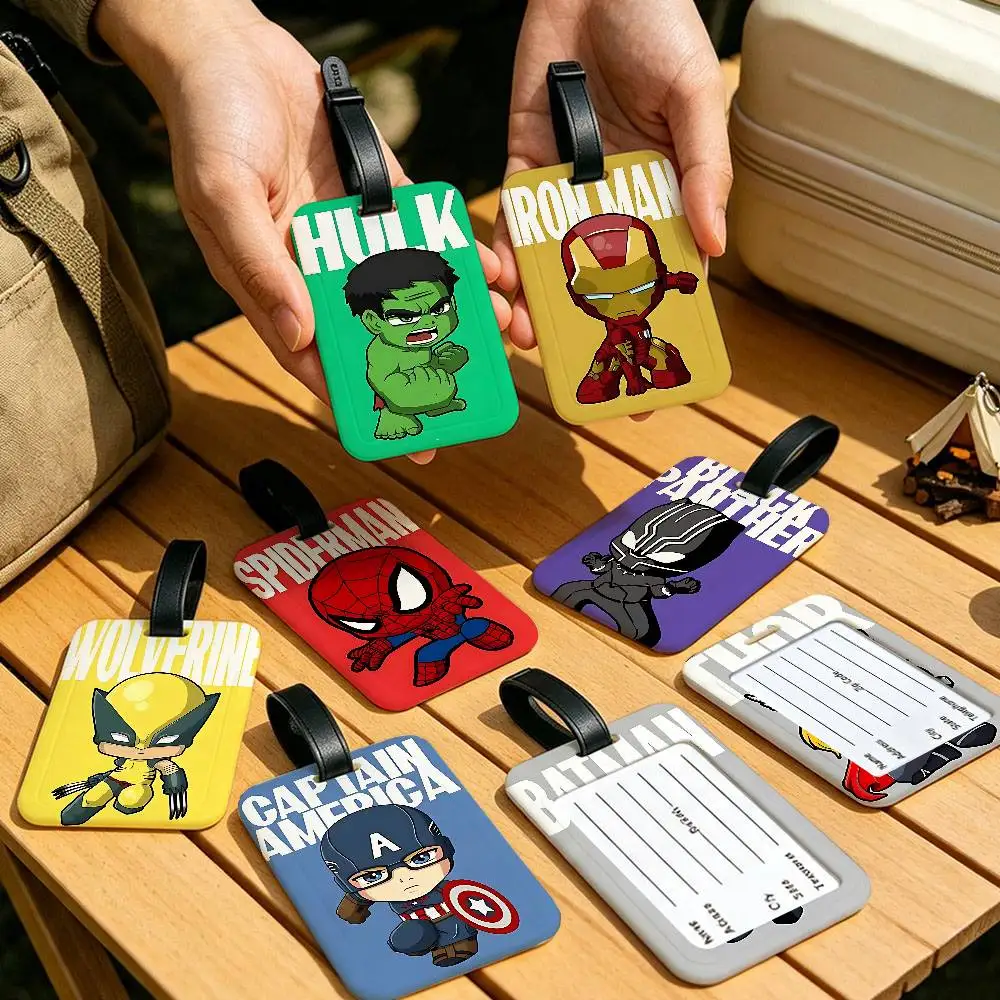 A-Avengers Canvas Painting Anti lost Travel Luggage Tag PVC ID Information Card Holder Baggage Name Label For Outdoor Trip