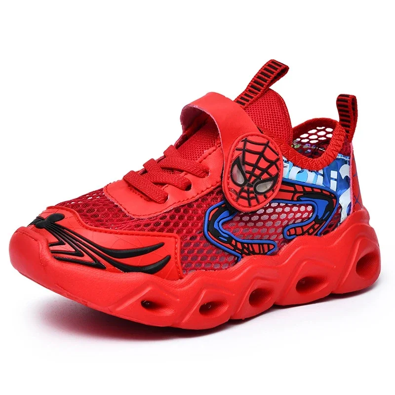 New Boys Girls Shoes Cartoon Spiderman Baby Casual Sneakers Led Light Luminious Spring Autumn Toddler Running Sport Shoes