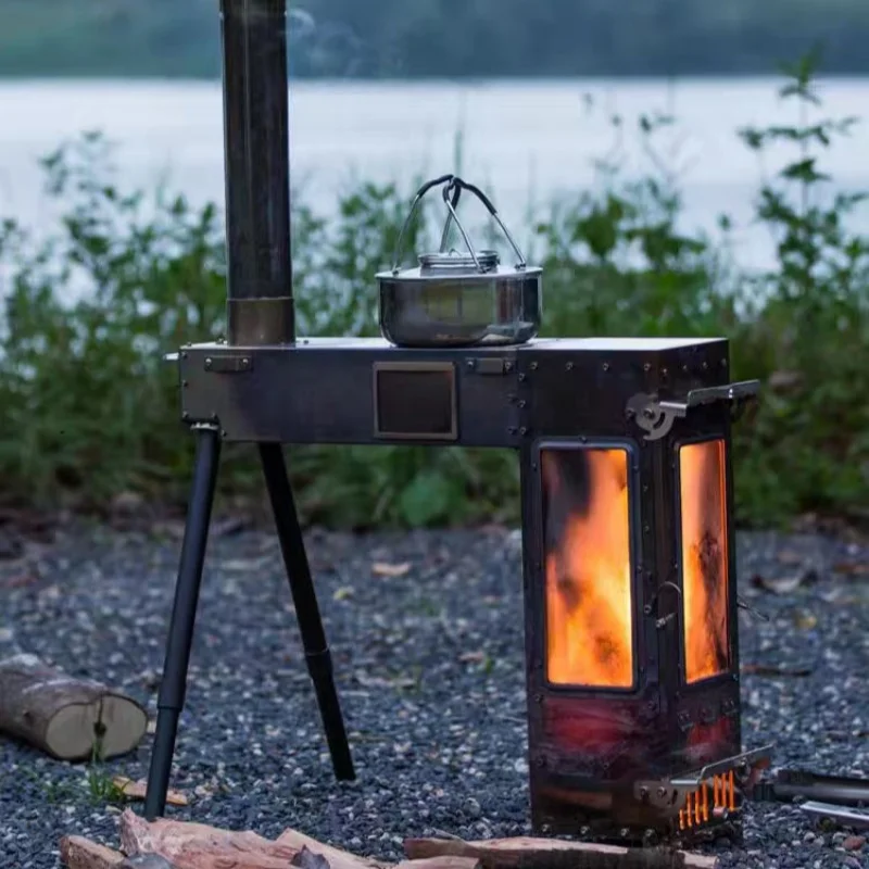 Namiot na drewno opałowe na zewnątrz Przenośny składany piec na żyrafę Stove ze stali nierdzewnej 304 z kominkiem Nowy duży piec