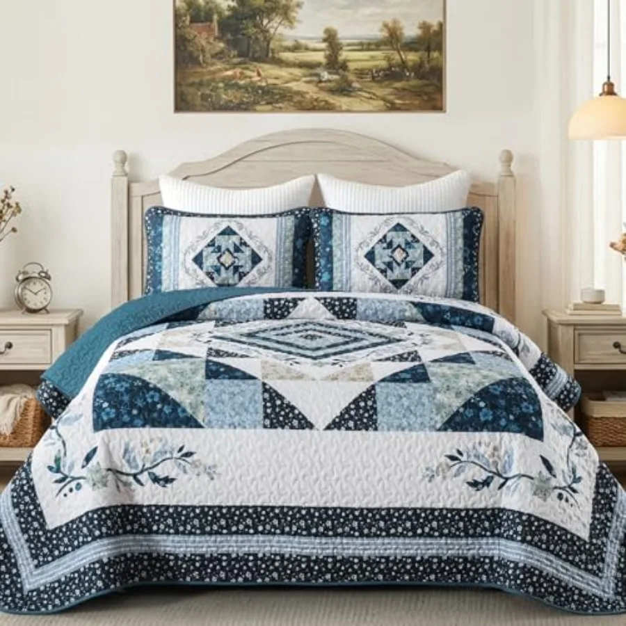 

Size Quilt SetPatchwork Quilt Bedding Set Floral Bedspreads Size Coverlet Set for Bed 3 Pieces Summer Lightweight Vintage Beddi