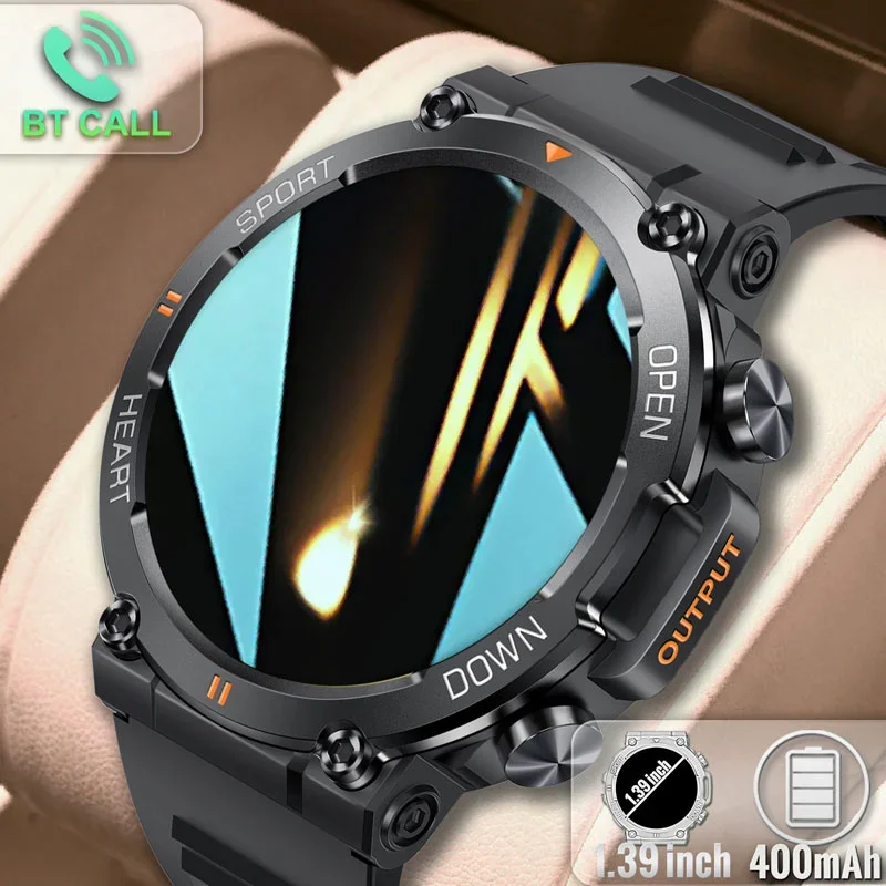 Original Rugged Smart Watch Men For Android Xiaomi Ios Sports Watches 1.39'' Bluetooth Call Waterproof Smartwatch Military 2023