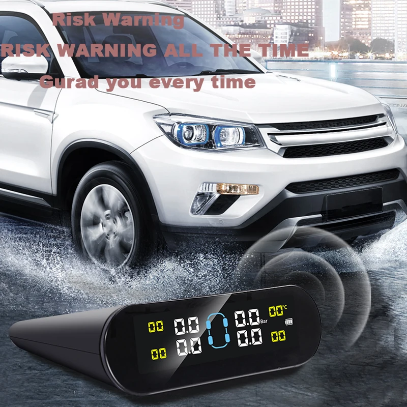 Solar & USB TPMS Waterproof Car Tyre Pressure Monitoring System Parking Sensors For Cars Temperature  Tire Pressure Gauge