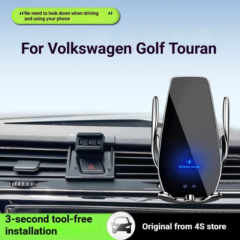 Suporte para Celular com Carregador Sem Fio para Volkswagen Golf Touran 2019-2024, Suporte para GPS