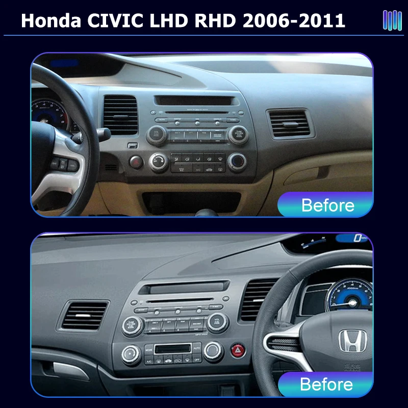 AI VOICE roadivox Android car radio for Honda Civic 9 LHD RHD 2011 2015 stereo GPS Navigation video Multimedia Player tape
