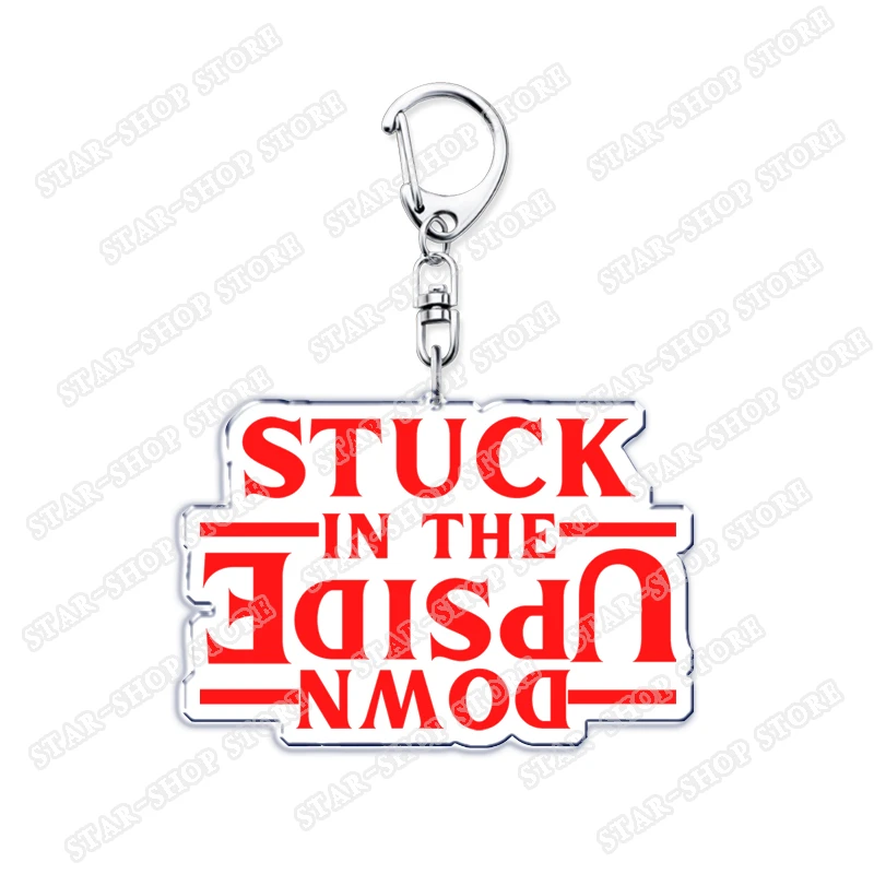Hot TV Show Elements Keychain Accessories Bag Stuck in The Upside Down Will Byers Eleven Mike Jim Keyrings Jewelry Fans Gifts view 2