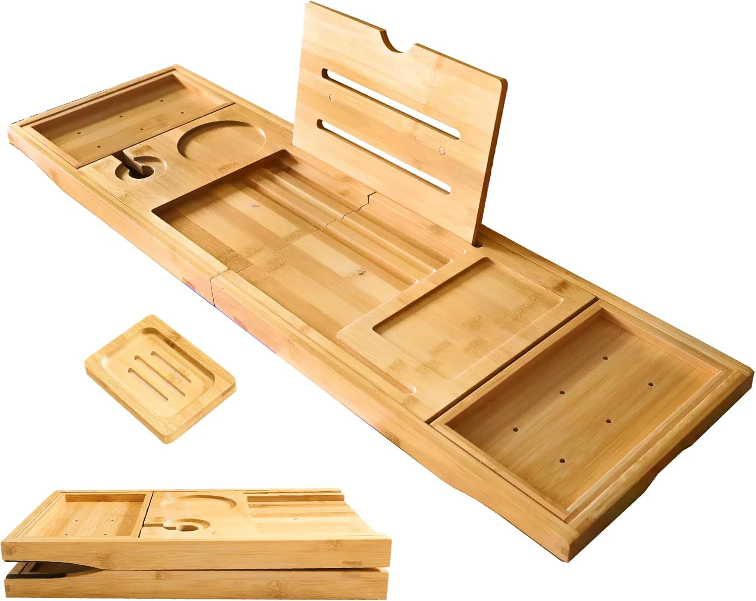 

Foldable Bathtub Tray Expandable to 105cm for Luxury Bath, Bath Tray for Bathtub (Bamboo)