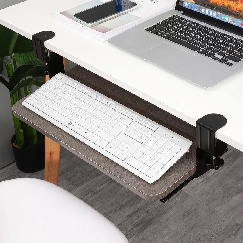 Under Desk Keyboard Tray Pull Out Holder Sliding Rails Computer Home Office Student Dormitory