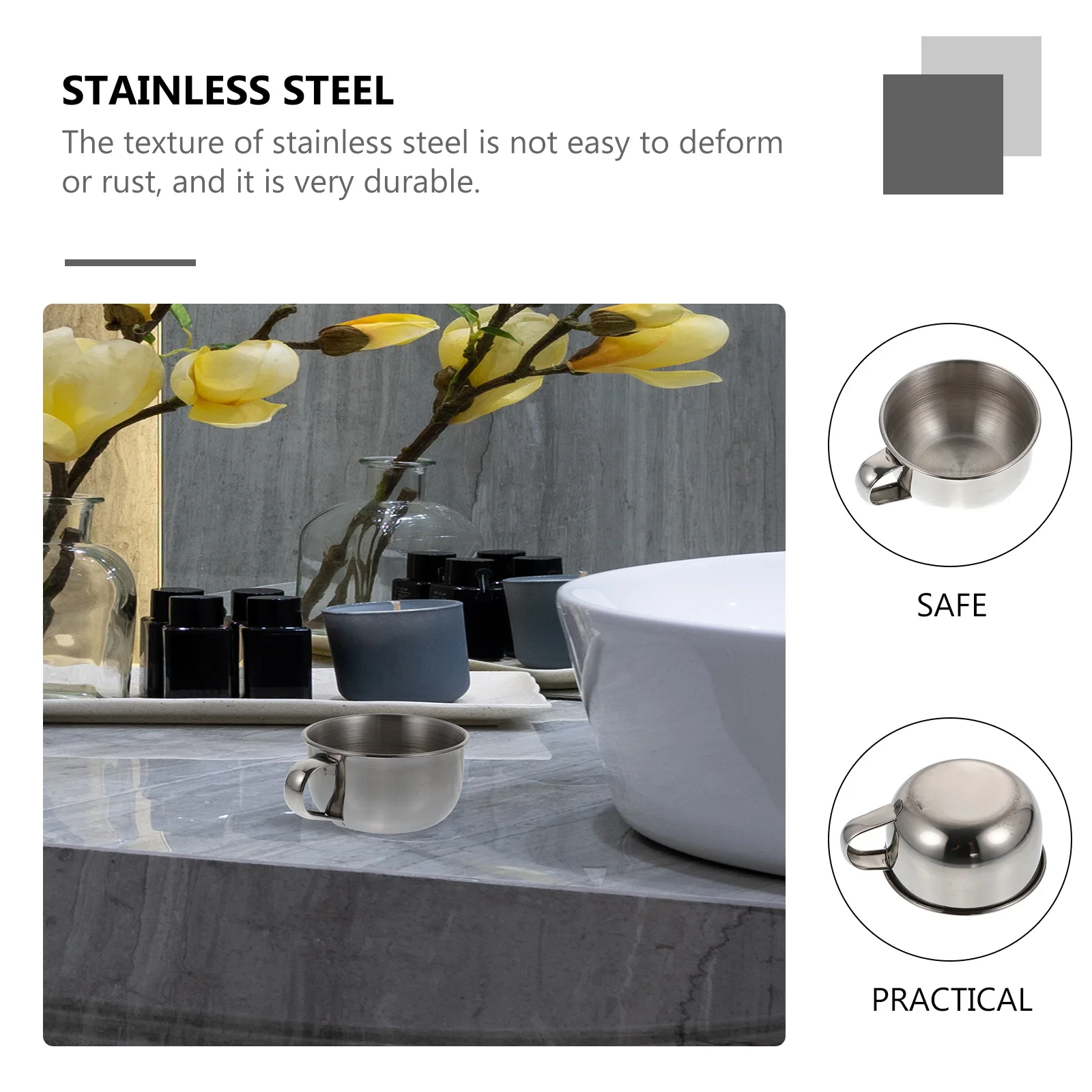 1 قطعة وعاء الحلاقة الرجالي الفولاذ المقاوم للصدأ سميكة عدم الانزلاق فقاعة السلطانية مع مقبض حاوية رغوة قوية للعناية بالحلاقة