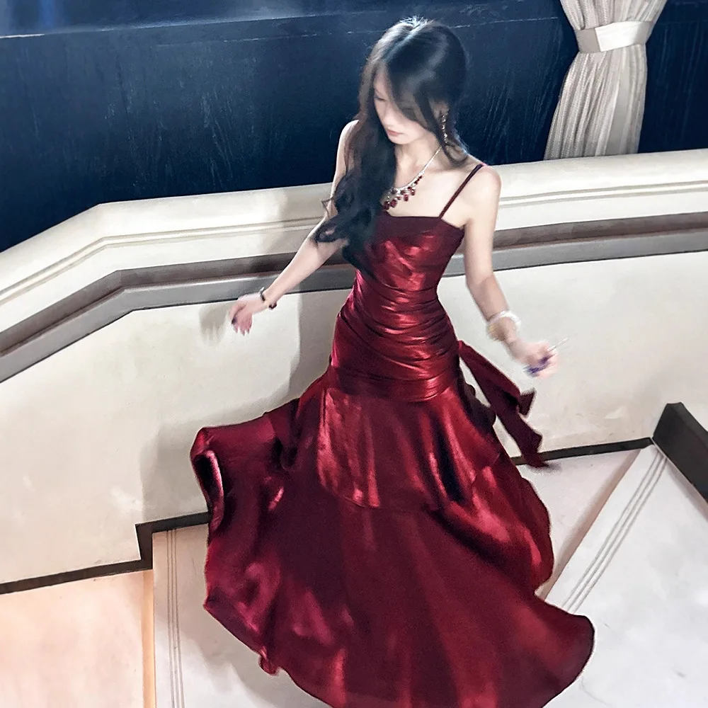 

2026 New Ruffled High-End Affordable Luxury Niche Red Toast Dress Adult Ceremony Banquet Party Dress