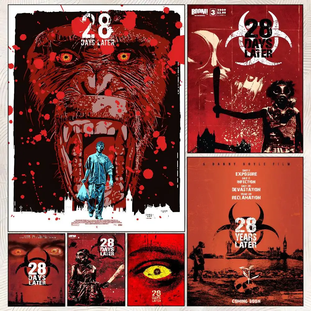 Horror Movies 28 Days Later Poster Self-adhesive Art Room Entrance Restaurant Wall Decor Art Painting