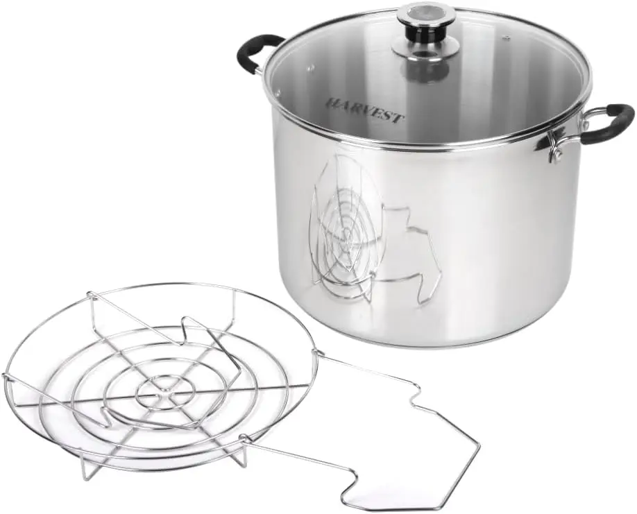 Stainless Steel 20 Qt Canning Pot with Rack | Water Bath or Steam Canning | Works on All Stovetops Including Induction,