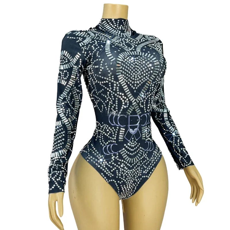 Body z długim rękawem z dżetów Bar klub nocny impreza z DJ-em sceniczny strój festiwalowy damski kostium imprezowy seksowny strój Gogo