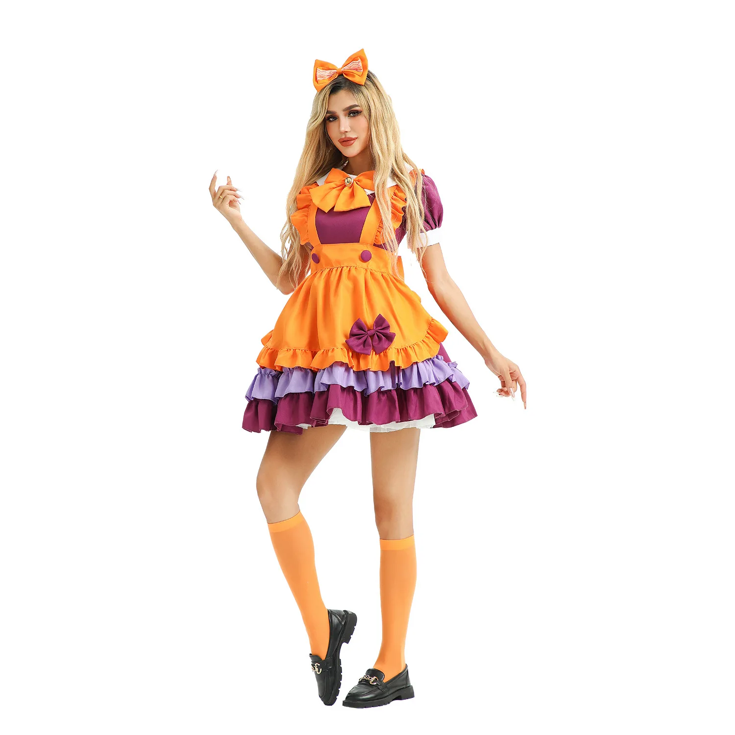 Costume di Halloween di grandi dimensioni Gonna di zucca Lolita Cameriera Uniforme Cosplay Abito da spettacolo teatrale per le donne