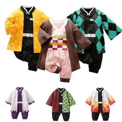 New Demon Slayer Baby Clothes Boy Girl Anime Romper Newborn Halloween Baby Costume Kid Cartoon Jumpsuit Children Unisex Overalls