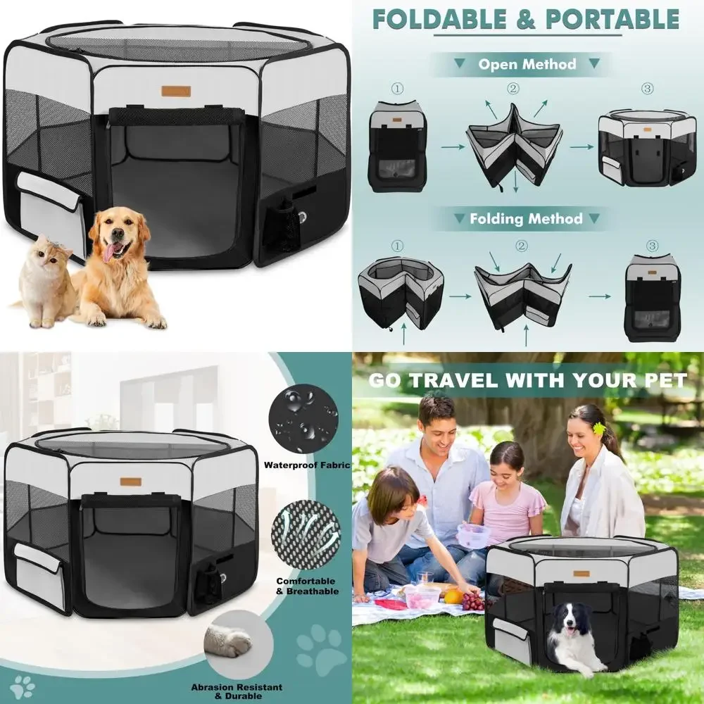 

Портативный складной манеж для домашних животных для собак, кошек, щенков, кроликов, цыплят - большая вместительная игровая палатка для путешествий в помещении и на открытом воздухе