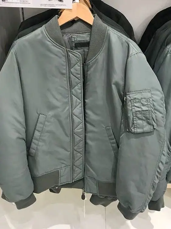 

Повседневная куртка-бомбер в стиле милитари для пар, мужская и женская, приталенная, с длинными рукавами, на молнии, цветная верхняя одежда