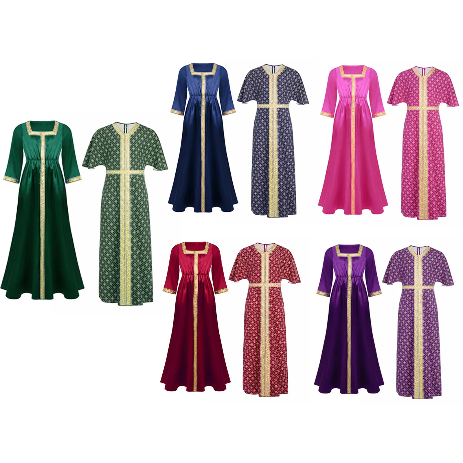 ملابس الهالوين الهندية للفتيات، سترة بفتحة جانبية مطبوعة بالزهور مع حزام، فستان طويل، أزياء الحفلات #5