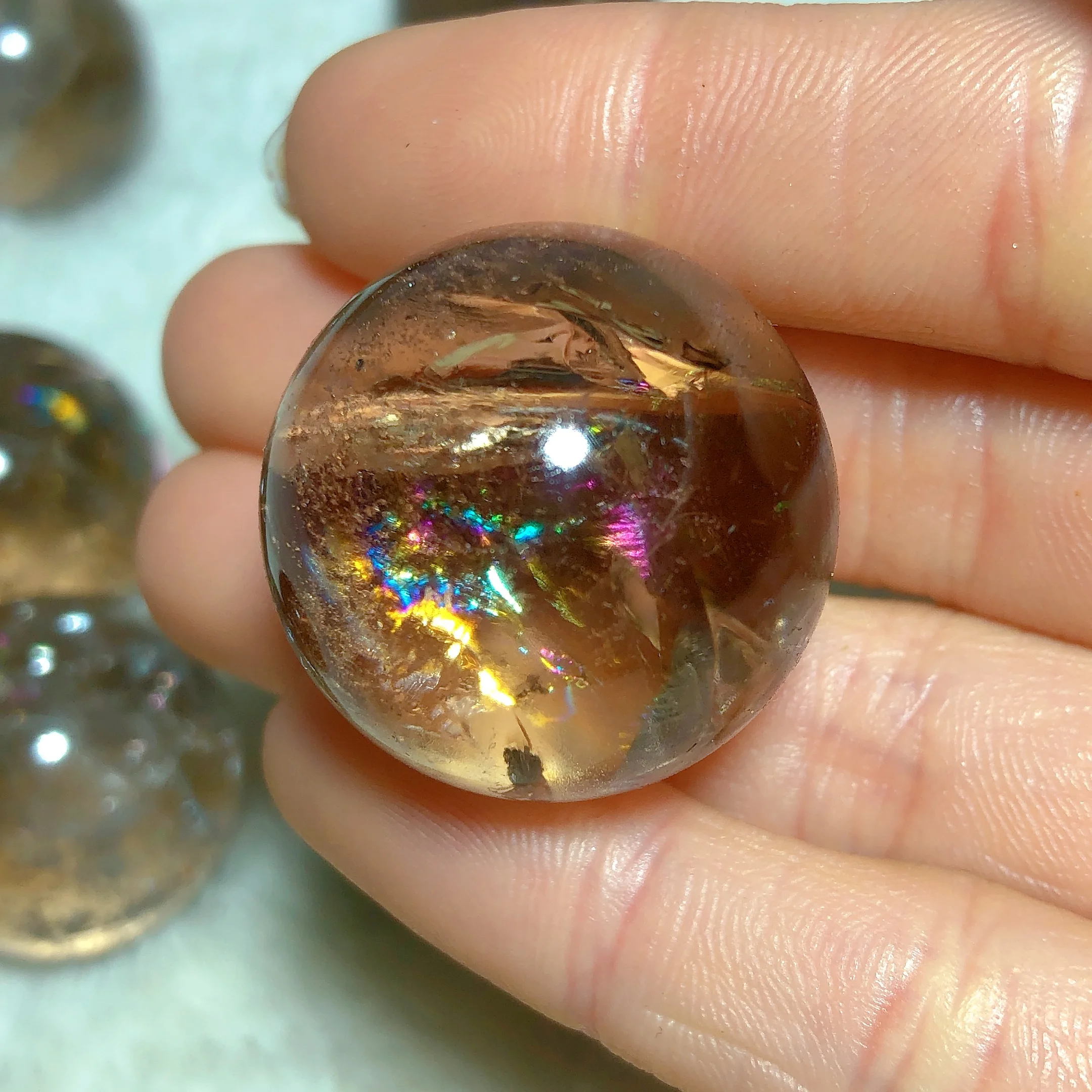 

Natural Crystals Smokey Quartz Rainbow Stone Crackle Reiki Home Decorations Colorful Mineral Energy Gift