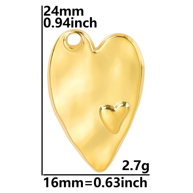 5pcs Fashion Simple Two Hearts Charms for Jewelry Making Stainless Steel Pendant DIY Jewelry Accessories Girlfriend Lover Gift