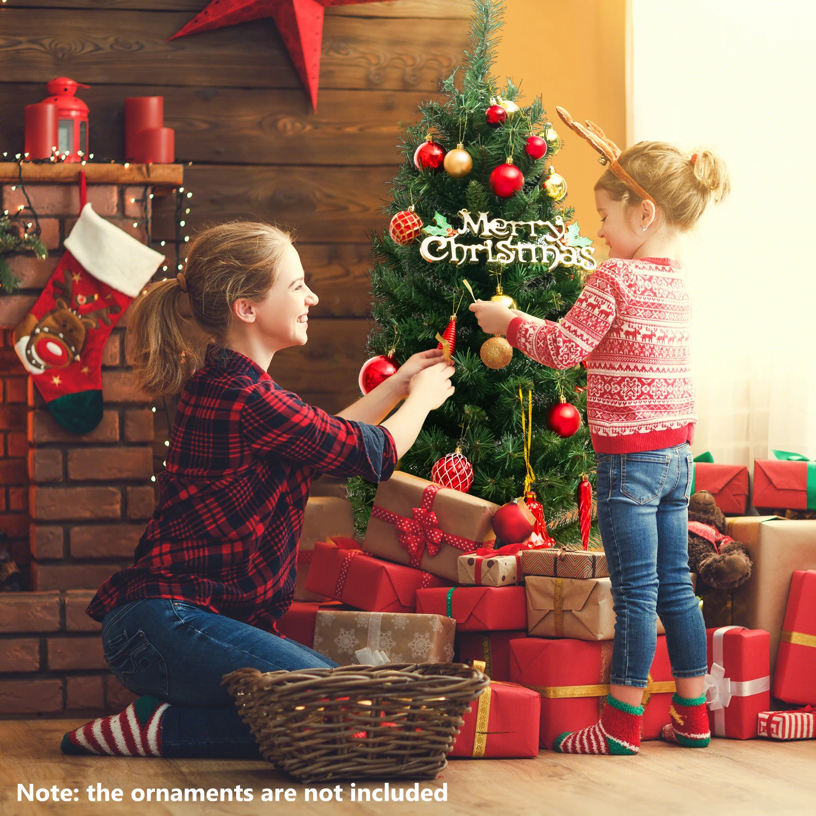 ต้นคริสต์มาสประดิษฐ์ขนาด 4 ฟุต พร้อมไฟประดับ ต้นไม้ตกแต่งทางเข้า สำหรับตกแต่งบ้านและระเบียงในช่วงเทศกาล