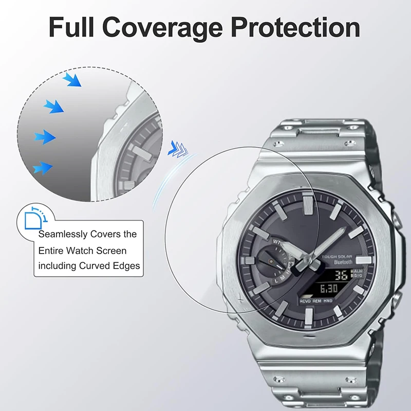 1–6 Stück Displayschutzfolie für Casio GA2100/GM2100/GM-B2100 Uhrenzubehör, gehärtetes Glas, HD-klare, kratzfeste Abdeckung – Detail 4