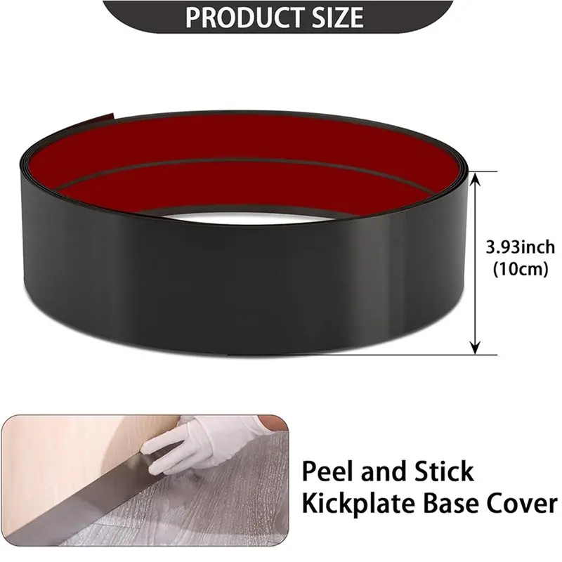 A02M-2X Stainless Steel Kick Plate, Peel And Stick Kickplate Base Cover,Baseboard Molding Trim For Wall,Black
