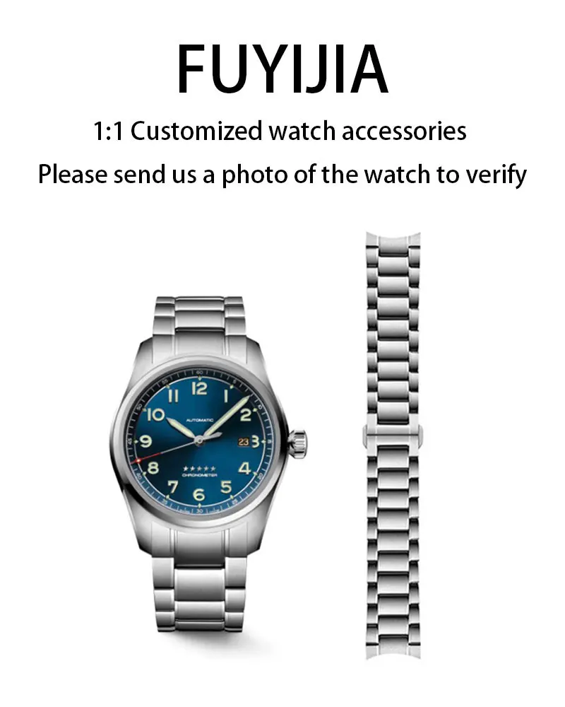 

FUYIJIA Custom L-ongines L3.820/811/810 Original Watchbands 21MM 22MM Curved Interface Stainless Steel Bracelet Butterfly Buckle