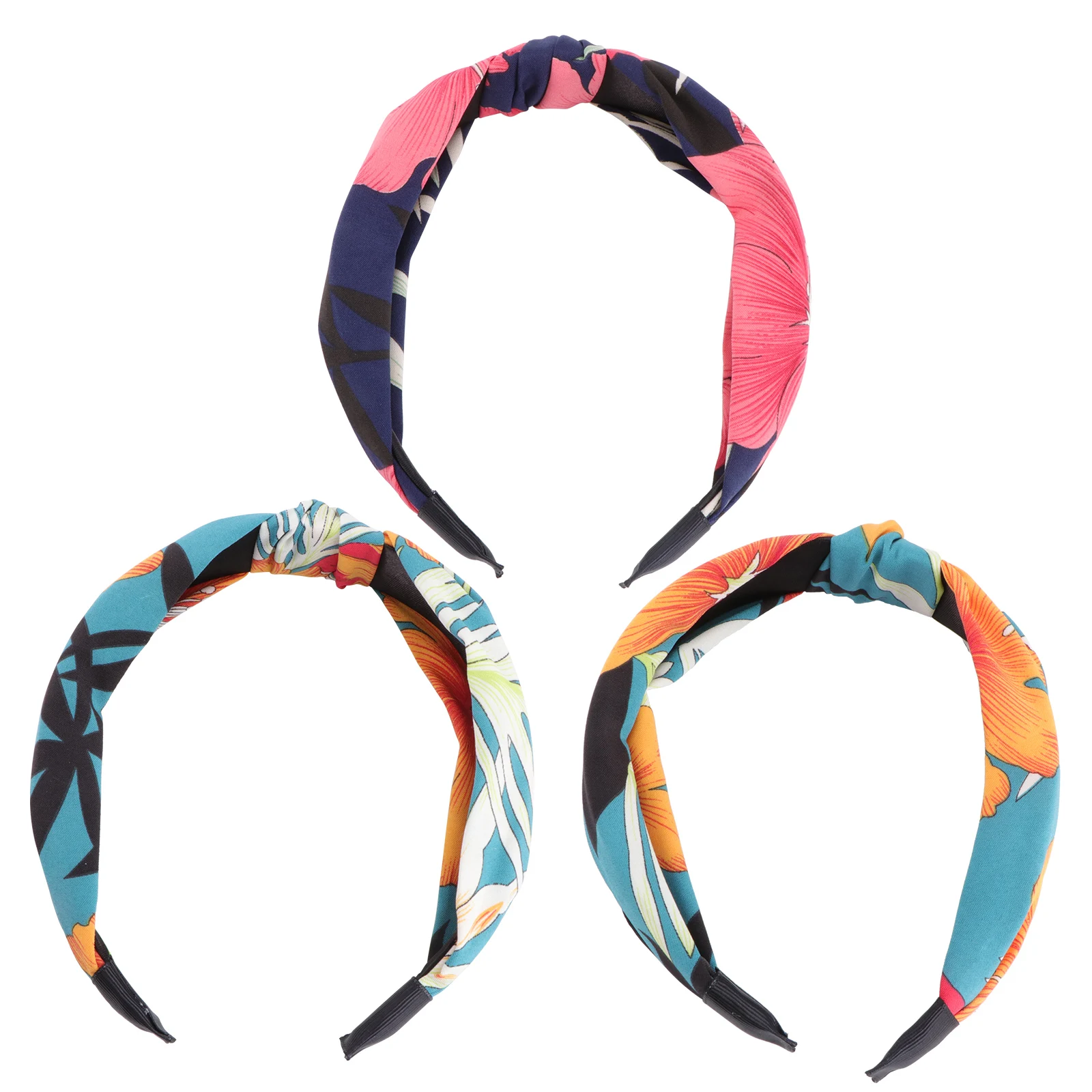 

3pcs Vintage Printing Hair Hoop Broadside Cross Knot Hair Band For Women Girls Daily Wear Comfortable Cloth Material One Size