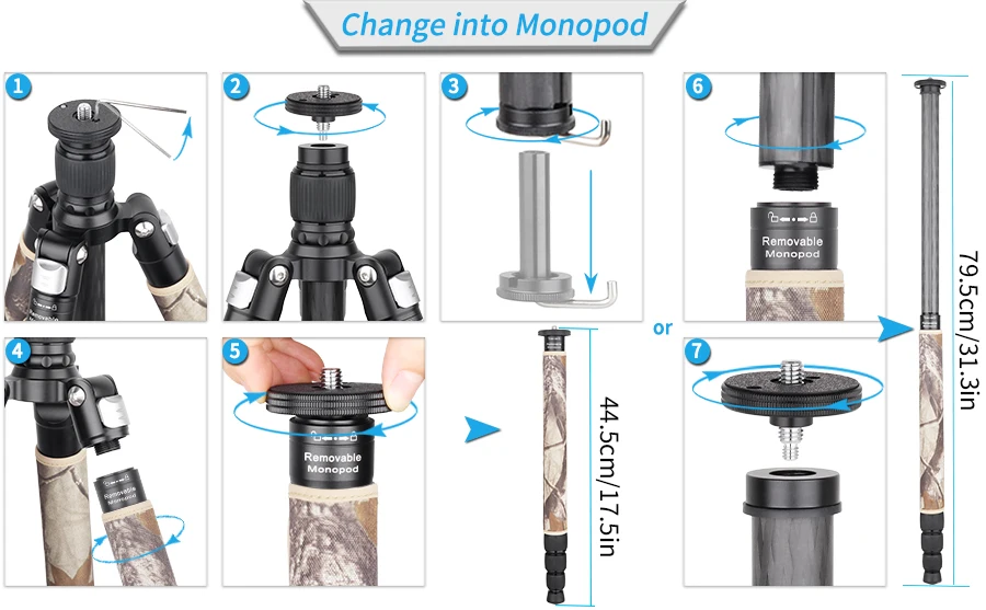 INNOREL RT75CM/RT85CM Professional Carbon Fiber Tripod Monopod for DSLR Camera Heavy Duty Stand Panoramic Low Gravity Ball Head